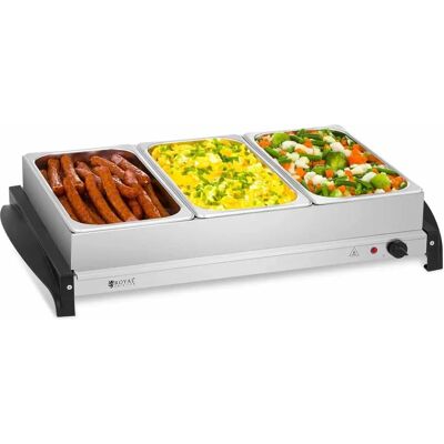 Royal Catering Piano Caldo Elettrico - Buffet 3 x 2 L - Argento - 400 W Royal Catering Piano Caldo Elettrico - Buffet 3 x 2 L - Argento - 400 W