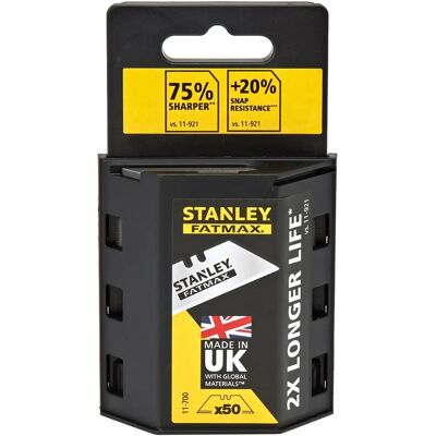 Lames Trapezoïdales Stanley Fatmax - 50 pcs - Outil de coupe - Publicité Lames Trapezoïdales Stanley Fatmax - 50 pcs - Outil de coupe - Publicité