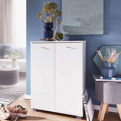 Armoire à chaussures blanche Wohnling - 3 étagères réglables - 60x35x90cm - Rangement à chaussures - Publicité Armoire à chaussures blanche Wohnling - 3 étagères réglables - 60x35x90cm - Rangement à chaussures - Publicité