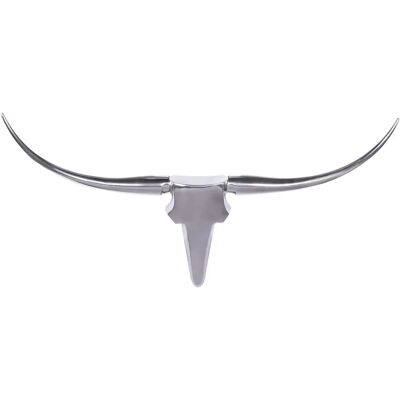 FineBuy Bullen Geweih Wanddekoration - Tierkopf Aluminium Silber FineBuy Bullen Geweih Wanddekoration - Tierkopf Aluminium Silber