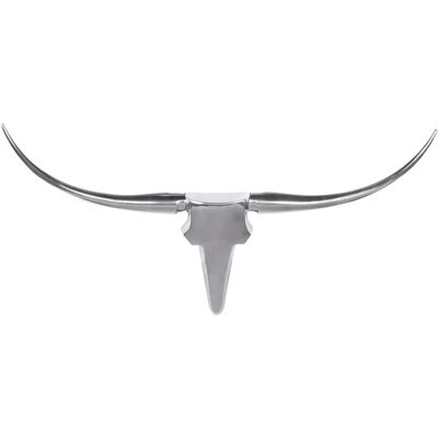 FineBuy Deko Geweih Bull M Silber - 100cm Aluminium Wanddekoration FineBuy Deko Geweih Bull M Silber - 100cm Aluminium Wanddekoration