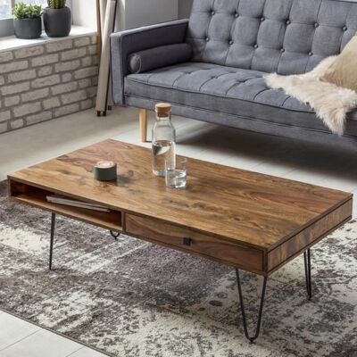 Wohnling Massivholz Couchtisch Lochside - Industrieller Stil Wohnling Massivholz Couchtisch Lochside - Industrieller Stil