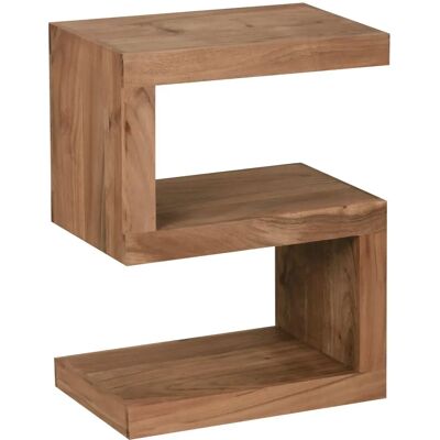 FineBuy Beistelltisch - Massivholz S-Form 60cm Landhaus-Stil Braun FineBuy Beistelltisch - Massivholz S-Form 60cm Landhaus-Stil Braun