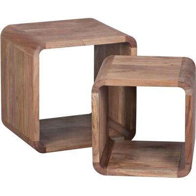 FineBuy Akazienholz Couchtisch-Set - Modern mit abgerundeten Kanten FineBuy Akazienholz Couchtisch-Set - Modern mit abgerundeten Kanten