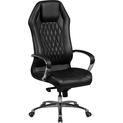 Chaise de bureau Amstyle Monterey Cuir véritable noir haut dossier - Publicité Chaise de bureau Amstyle Monterey Cuir véritable noir haut dossier - Publicité