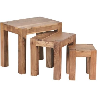 FineBuy Akazie 3er Set - Naturholz Couchtische FineBuy Akazie 3er Set - Naturholz Couchtische
