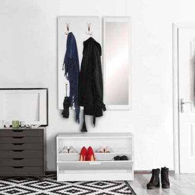 Appendiabiti da corridoio bianco con specchio e armadio scarpe - Arredo ingresso Appendiabiti da corridoio bianco con specchio e armadio scarpe - Arredo ingresso