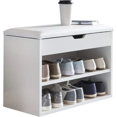 Panca per scarpe bianca Wohnling - Seduta e spazio di stoccaggio - Design moderno Panca per scarpe bianca Wohnling - Seduta e spazio di stoccaggio - Design moderno