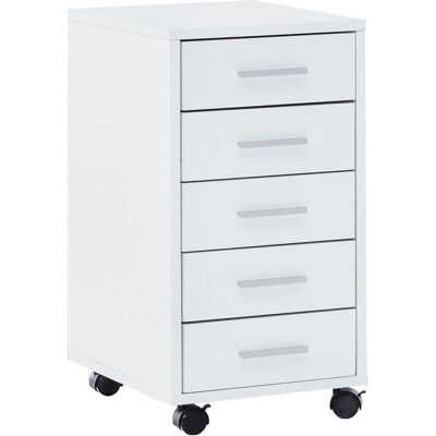 Contenitore a rotelle bianco Wohnling - 5 cassetti - 33x63x38cm Contenitore a rotelle bianco Wohnling - 5 cassetti - 33x63x38cm