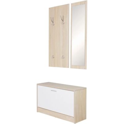 Zestaw garderoby FineBuy SALERNO z lustrem i szafką na buty - Nowoczesny 80cm Zestaw garderoby FineBuy SALERNO z lustrem i szafką na buty - Nowoczesny 80cm