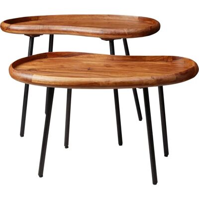 Wohnling Individueller Couchtisch - Sheesham Holz, Nierenform, 71x42x40cm Wohnling Individueller Couchtisch - Sheesham Holz, Nierenform, 71x42x40cm