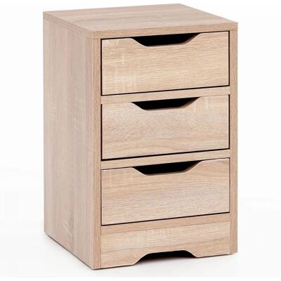 Wohnling Nachttisch Sonoma - Modern 3-Schubladen Beistelltisch Wohnling Nachttisch Sonoma - Modern 3-Schubladen Beistelltisch