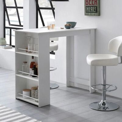 Wohnling Weiß Bartisch - Modernes Design, Großer Stauraum, 120x60cm Wohnling Weiß Bartisch - Modernes Design, Großer Stauraum, 120x60cm