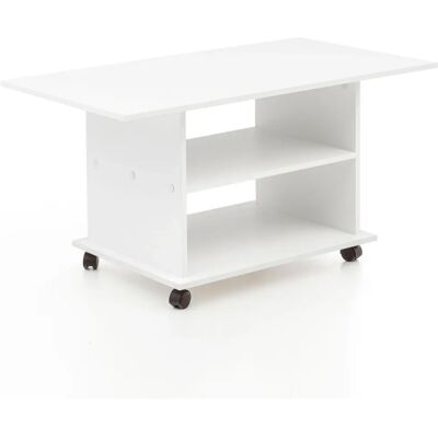 Tavolino da caffè bianco Wohnling con rotelle - 95x54x51cm Tavolino da caffè bianco Wohnling con rotelle - 95x54x51cm