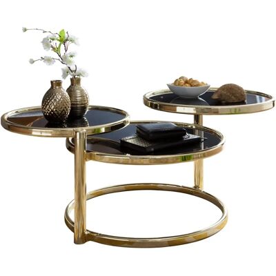 Wohnling Table Basse Moderne Noir Or 3 Niveaux - Publicité Wohnling Table Basse Moderne Noir Or 3 Niveaux - Publicité