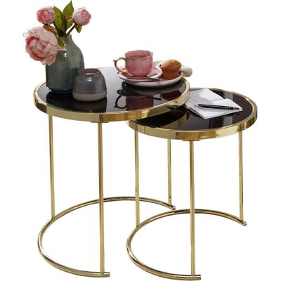 Wohnling Set aus 2 Schwarz/Gold Beistelltischen - Beistelltische Wohnling Set aus 2 Schwarz/Gold Beistelltischen - Beistelltische