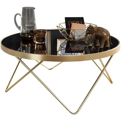 Tavolino Wohnling nero / oro, Ø 82cm - Tavolino Tavolino Wohnling nero / oro, Ø 82cm - Tavolino