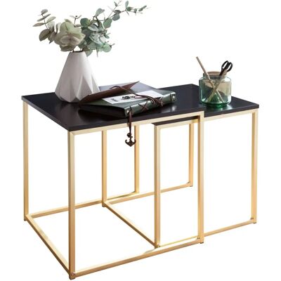 Tavolini Wohnling Nero/Oro - Set da 2 Tavolini Wohnling Nero/Oro - Set da 2