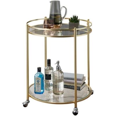 Servizio Oro Wohnling - Carrello Bar Rotondo 75cm, Moderno Servizio Oro Wohnling - Carrello Bar Rotondo 75cm, Moderno