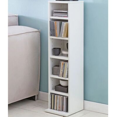 Wohnling Weißes 21x25x90cm Bücherregal mit 6 Fächern Wohnling Weißes 21x25x90cm Bücherregal mit 6 Fächern