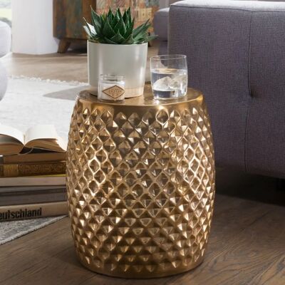 FineBuy Aluminium Gold Beistelltisch - Rund, 32x42x32 cm FineBuy Aluminium Gold Beistelltisch - Rund, 32x42x32 cm