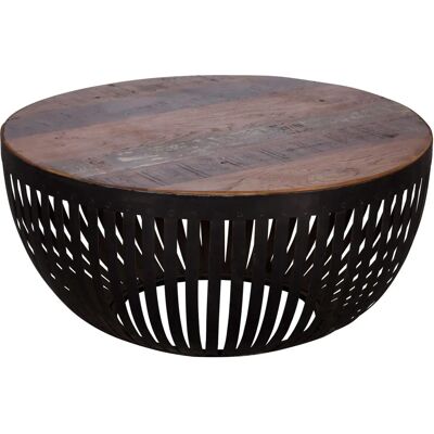 FineBuy Recyklingowane drewno i metal okrągły stolik kawowy - Unikalny design FineBuy Recyklingowane drewno i metal okrągły stolik kawowy - Unikalny design