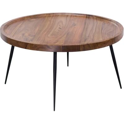 FineBuy Sheesham Massivholz Couchtisch - Rund, Retro Braun - Wohnzimmer FineBuy Sheesham Massivholz Couchtisch - Rund, Retro Braun - Wohnzimmer