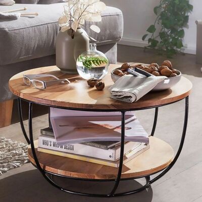 Wohnling Akazie Couchtisch - Moderner Industrie-Stil - 60x60x34.5 cm Wohnling Akazie Couchtisch - Moderner Industrie-Stil - 60x60x34.5 cm