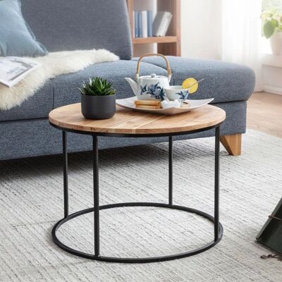Wohnling Akazien Couchtisch - 60x43x60 cm, Modernes Runddesign Wohnling Akazien Couchtisch - 60x43x60 cm, Modernes Runddesign