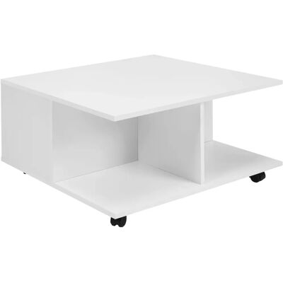 Table Basse Blanche Wohnling 70x70 cm avec 2 tiroirs et Roulettes - Publicité Table Basse Blanche Wohnling 70x70 cm avec 2 tiroirs et Roulettes - Publicité