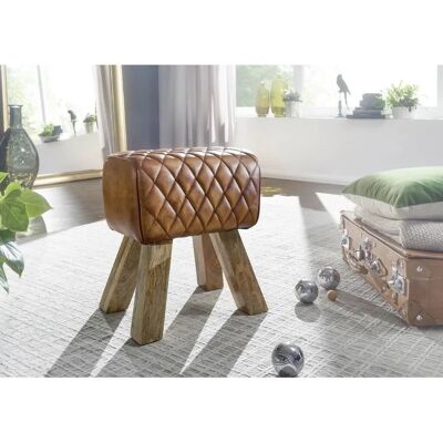 Wohnling Leder- und Holzfußhocker - 40x48x27 cm Wohnling Leder- und Holzfußhocker - 40x48x27 cm