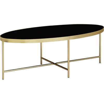 FineBuy Schwarzer Goldener Oval Glastisch - Modernes Wohnzimmermöbel FineBuy Schwarzer Goldener Oval Glastisch - Modernes Wohnzimmermöbel