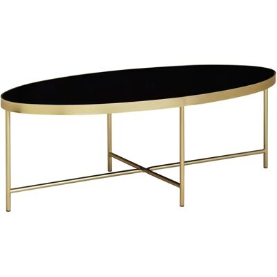 FineBuy Schwarzer Goldener Oval Glastisch - Modernes Wohnzimmermöbel FineBuy Schwarzer Goldener Oval Glastisch - Modernes Wohnzimmermöbel