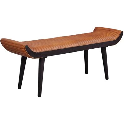 FineBuy Leder- und Holzbank - 125x51x38cm - Modernes Design FineBuy Leder- und Holzbank - 125x51x38cm - Modernes Design
