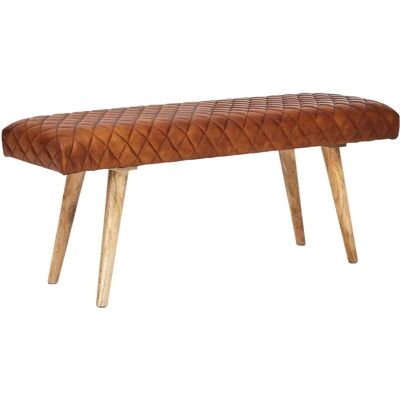 FineBuy Leder & Holz Bank - 115cm - Modernes Design FineBuy Leder & Holz Bank - 115cm - Modernes Design