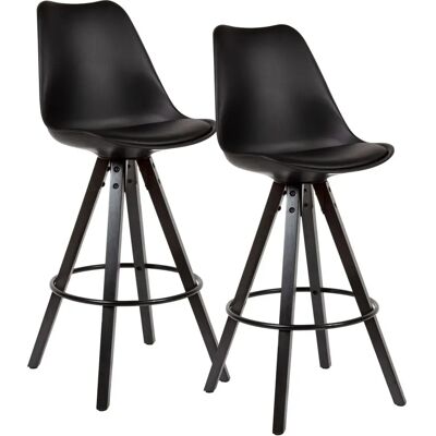 WOHNLING 2 darabos bárszék készlet fekete műbőr - Bar Stool WOHNLING 2 darabos bárszék készlet fekete műbőr - Bar Stool