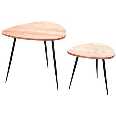 FineBuy 2er Set Satztisch Akazie Massivholz - Couchtisch FineBuy 2er Set Satztisch Akazie Massivholz - Couchtisch