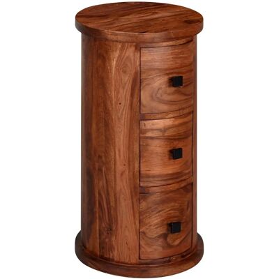 Buffet en sheesham Wohnling - 3 tiroirs - 35x65x35 cm - Publicité Buffet en sheesham Wohnling - 3 tiroirs - 35x65x35 cm - Publicité