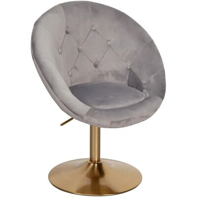 Wohnling Lounge Stoel Grijs / Goud - Stijlvol Chesterfield-Design Wohnling Lounge Stoel Grijs / Goud - Stijlvol Chesterfield-Design