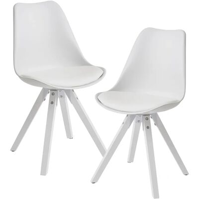 FINEBUY Weiße Kunstleder Esszimmerstühle Set 2 - Esszimmerstühle FINEBUY Weiße Kunstleder Esszimmerstühle Set 2 - Esszimmerstühle