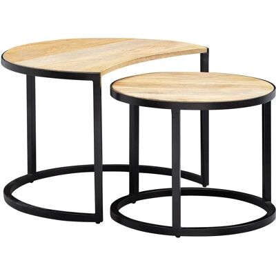 Wohnling Couchtisch-Set - Massiv Mango Holz & Metall Wohnling Couchtisch-Set - Massiv Mango Holz & Metall