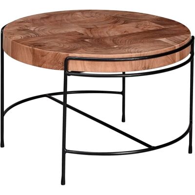 FineBuy - Couchtisch 62x40x62 - Akazie - Metall - Kaffee-Tisch FineBuy - Couchtisch 62x40x62 - Akazie - Metall - Kaffee-Tisch