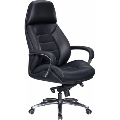 Amstyle Designer Bürostuhl Schwarz Leder - Höhenverstellbar, Ergonomisch, Bis 120kg Amstyle Designer Bürostuhl Schwarz Leder - Höhenverstellbar, Ergonomisch, Bis 120kg