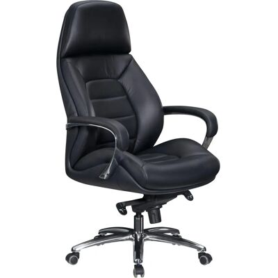 Amstyle Designer Bürostuhl Schwarz Leder - Höhenverstellbar, Ergonomisch, Bis 120kg Amstyle Designer Bürostuhl Schwarz Leder - Höhenverstellbar, Ergonomisch, Bis 120kg