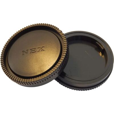 Ensemble de capuchons pour Sony Alpha - Protection noire pour appareil et objectif Ensemble de capuchons pour Sony Alpha - Protection noire pour appareil et objectif