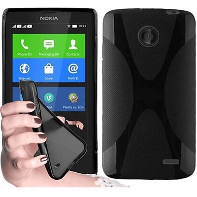 Cadorabo Ultra dünner TPU Schutzcover für Nokia X - X-Line Design Schwarz Oxid Cadorabo Ultra dünner TPU Schutzcover für Nokia X - X-Line Design Schwarz Oxid