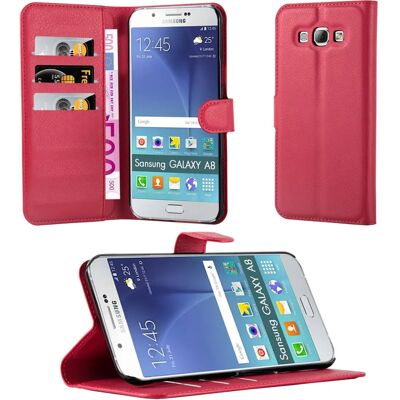 Coque Livre Samsung Galaxy A8 2015 ROUGE CARMINE avec Emplacements pour Cartes & Support - Publicité Coque Livre Samsung Galaxy A8 2015 ROUGE CARMINE avec Emplacements pour Cartes & Support - Publicité