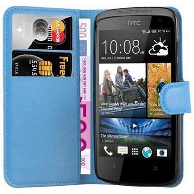 Cadorabo HTC Desire 500 Hülle - Schutzcover mit Kartenfächern und Ständer - Pastellblau Cadorabo HTC Desire 500 Hülle - Schutzcover mit Kartenfächern und Ständer - Pastellblau