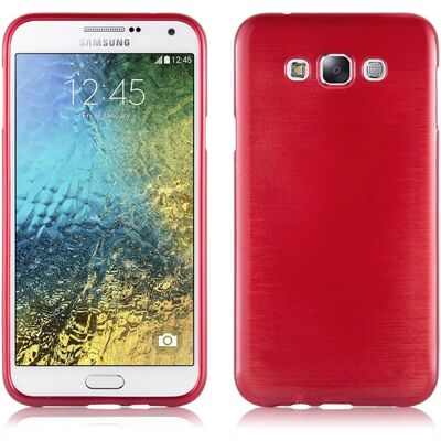 Coque de Protection Samsung Galaxy E7 - Design Brossé Rouge - Publicité Coque de Protection Samsung Galaxy E7 - Design Brossé Rouge - Publicité