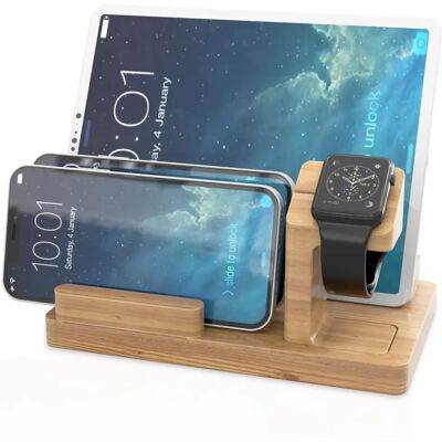 Cadorabo Bambus Ladestation - Universelle Power Station für Smartphones & Smartwatches Cadorabo Bambus Ladestation - Universelle Power Station für Smartphones & Smartwatches